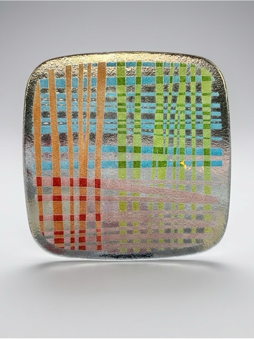 Peggy Karr Contemporary Multicolor Fused Glass Art Plate -